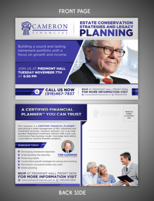 Financial Workshop for Cameron Financial | Postcard Design by SAI DESIGNS