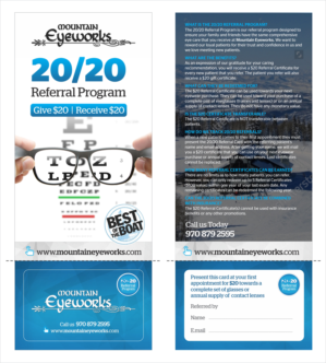 20/20 Referral Program for Optometry (Eye Doctor) Office | Card Design by D Creative