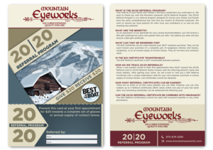 20/20 Referral Program for Optometry (Eye Doctor) Office | Card Design by selador.si