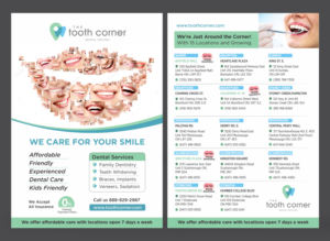 The Tooth Corner Dental Offices Double-Sided A5 Flyer Highlighting Strengths & All Locations. | Flyer-Design von D Creative