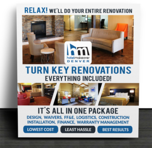 Hotel Makeover Denver - Tabletop Display | Poster Design by SAI DESIGNS