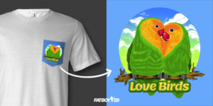 Two Love Birds Pocket Tee Shirt Design  | T-Shirt-Design von Fatboy Graphic