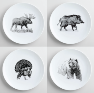 4-piece dinnerware autumn wild animals | Illustration Design by Alexandar