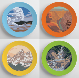 Outdoor melamine plates - national park theme | Illustration Design by Alexandar