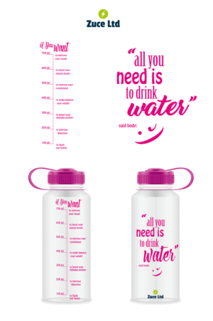 Motivational Water Bottle With Drinking Level Design | Graphic Design by fidan_nabiyeva-jw