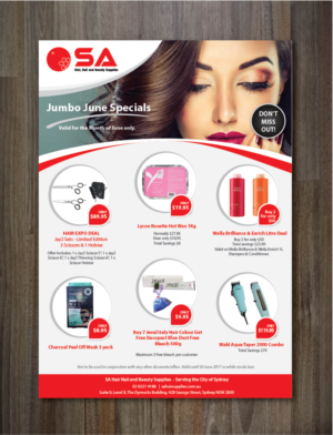 Hair and Beauty wholesaler Monthly Sales/Specials Flyer for the month of June  | Flyer-Design von alex989