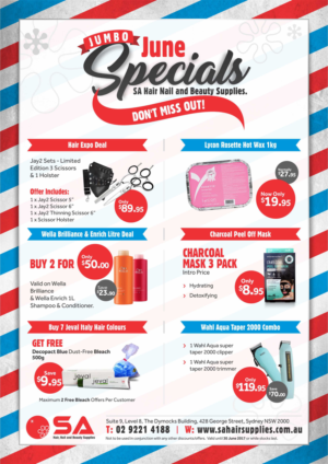 Hair and Beauty wholesaler Monthly Sales/Specials Flyer for the month of June  | Flyer-Design von Marketing Wings