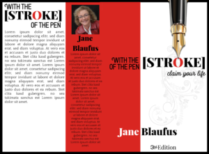 WITH THE [STROKE] OF A PEN, Claim your life | Book Cover Design by Marta van Eck