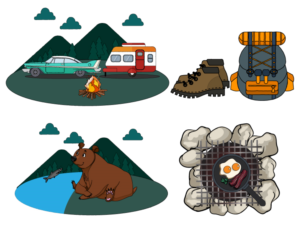 Eight Camping - Summer and Mountains illustrations | Illustration Design by DesignerGuide