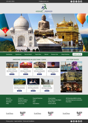 HomePage Design for Awesome Experiences - once-in-a-lifetime experiences for busy working people | Web Design by bdesigner9