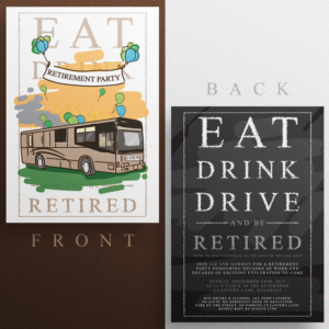 Motorhome Retirement Party Invitation | Einladungs-Design von dede_dwiyansyah