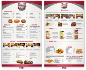 Varsity Club Sports Bar & Grill Dining Room Menu | Menü-Design von SAI DESIGNS