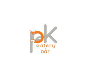 ‘pk’  (preferably lowercase) as the primary text (this is the name of the business). Then 'eatery & bar’ as the secondary text.  | Logo Design by just_me