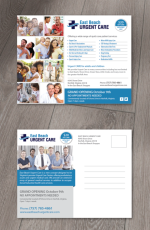 Uregent Care opening postcard with coupon | Postcard Design by Alexandar