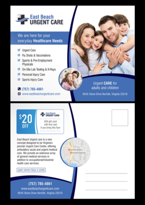 Uregent Care opening postcard with coupon | Postcard Design by D Creative