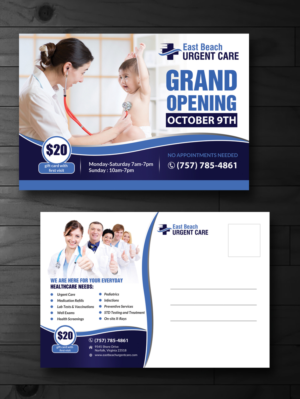 Uregent Care opening postcard with coupon | Postcard Design by innovative earth