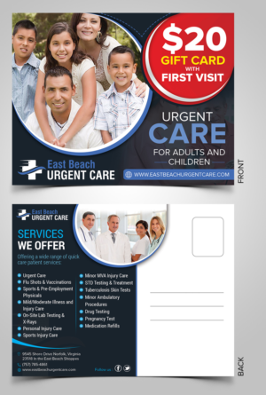 Uregent Care opening postcard with coupon | Postcard Design by SAI DESIGNS