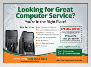 Computer Sales and Repairs business, 1/4 and 1/2 page advertisement | Newspaper Ad Design by andrew3344