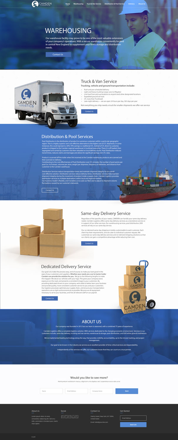 Web Design by eduard131 for Camden Logistics | Design #16247164