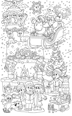 Coloring Poster for Christmas--Family or Kids coloring. | Illustration-Design von RoundYellow