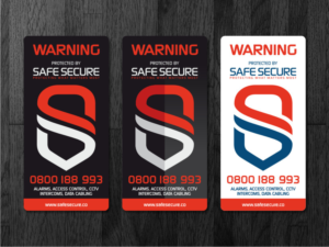 Design our Security Warning Sticker to deter thefts and promote our business | Sticker Design by Atvento Graphics