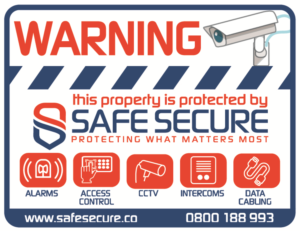 Design our Security Warning Sticker to deter thefts and promote our business | Sticker Design by DesignerGuide