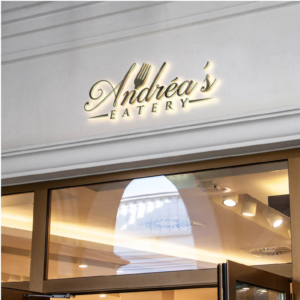 Andréa's ( In script, cursive handwriting ... to like a signature )   Eatery  ( Underneath smaller in a typed font) | Logo-Design von DesignLima