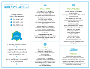 Blue Sky Catering Menu | Menü-Design von foo