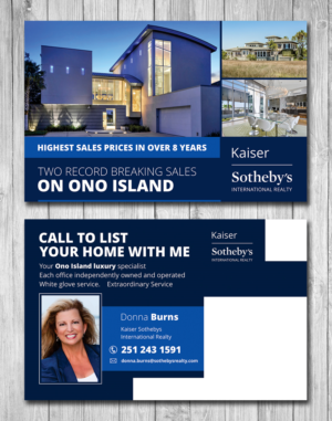 Luxury real estate agent needs oversized post card to advertise huge property sales | Postcard Design by ecorokerz