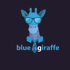 Blue Cartoon Giraffe with Smart Glasses and Neck Tie (head and neck only) | Logo Design by naimgg