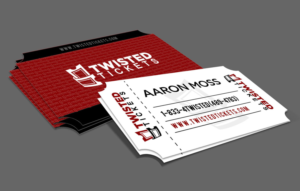 Need Bold, Hip Card for Concert Ticket Website Twisted Tickets! | Business Card Design by GliderGraphx