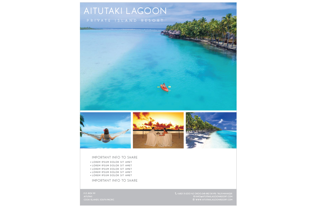 Magazin-Design von GLDesigns für The Rarotongan Beach Resort & Spa | Design #17295166