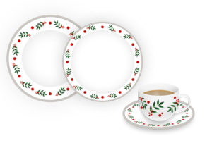 Christmas dinnerware: gray sweater design | Graphic Design by tarokun