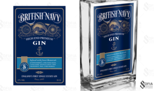 Design of Labels for British Navy Gin bottle | Packaging Design by SofiaDesignStudio