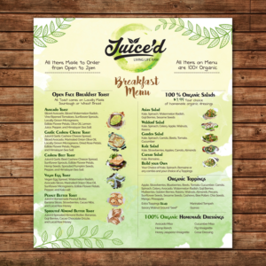 Juice'd Food Menu | Menu Design by Lesaba Design