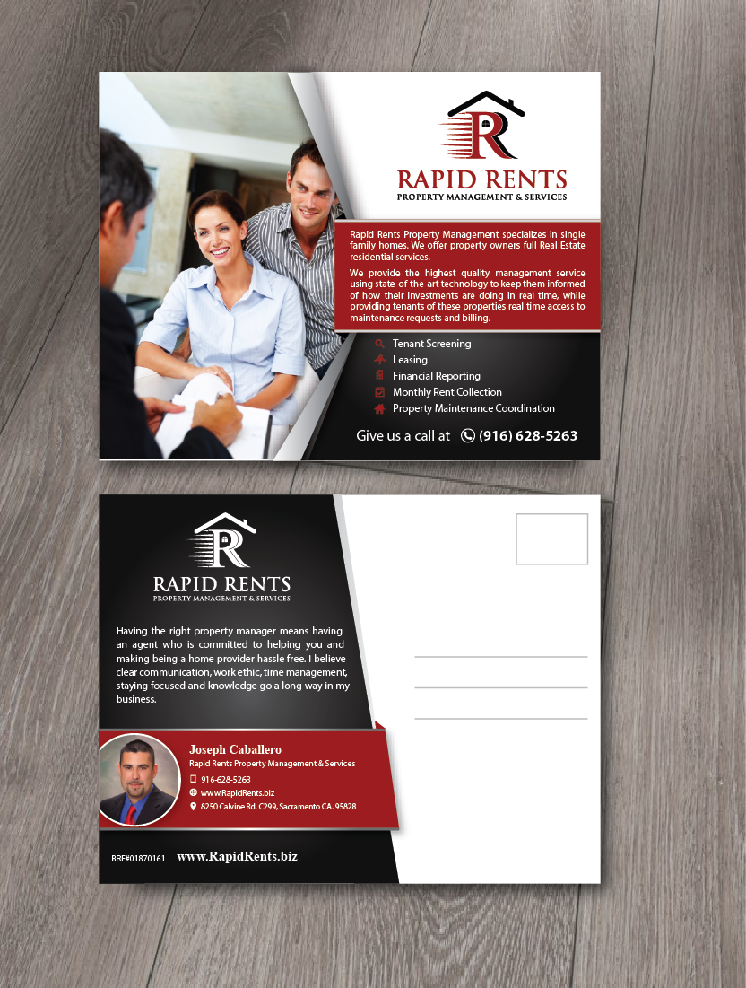 Postcard Design by alex989 for Rapid Rents Property Management & Services | Design #17490704