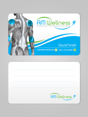 Massage Therapy and Personal Training Business Card (AM Wellness) | Business Card Design by Sandaruwan