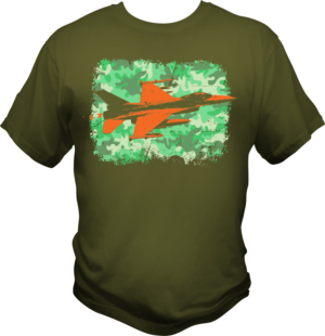 t-shirt design with camo background with fighter jet or tank feature | T-shirt Design by bacujkov