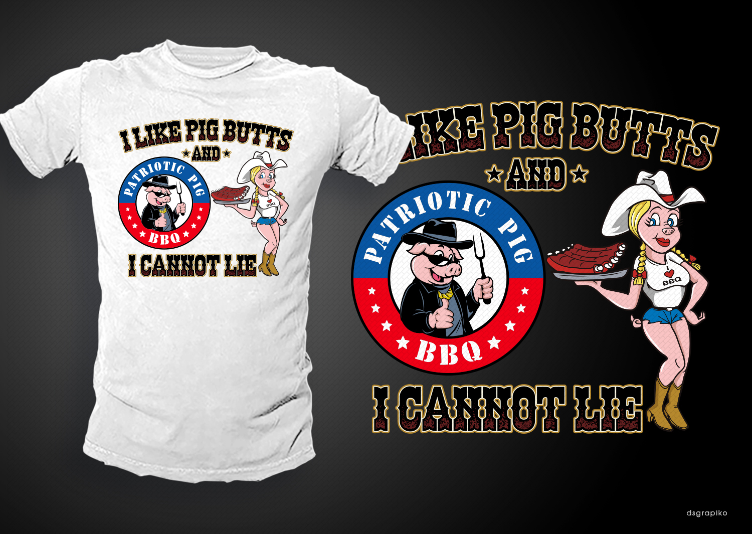 T-shirt Design by dsgrapiko for Patriotic Pig | Design #17772466