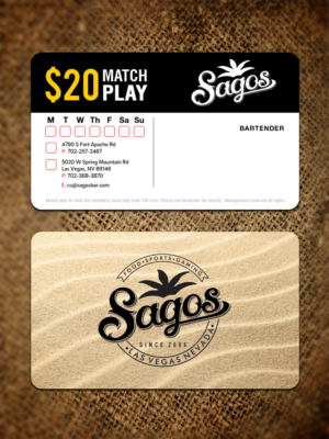 Business Card for Beach theme sports bar called SAGOS | Visitenkarten-Design von Sandaruwan