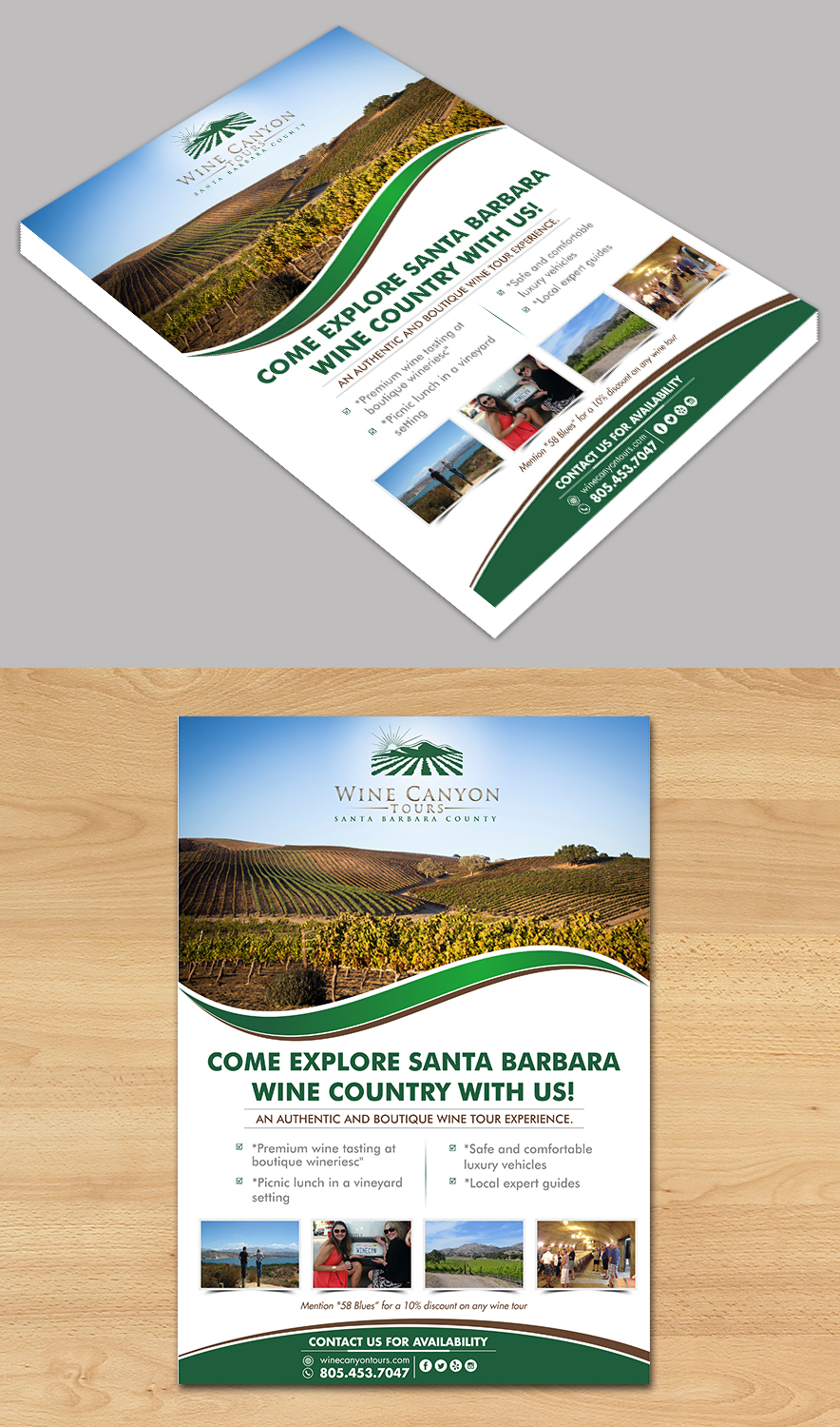 Flyer Design by ecorokerz for Wine Canyon Tours | Design #17776950