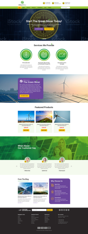 Green Miner - Crypto Currency Miner Powered by Renewable Energy Website | Web Design by RupalTechno