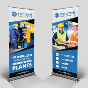 Trade show Banner to be displayed on vertical stand | Messestand-Design von ecorokerz