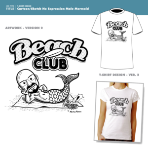 Cartoon/Sketch No Expression Mail Mermaid  | T-shirt Design by DAVIDEZIGN