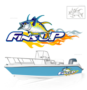 Boat name with graphic design of a professional fishing team | Graphic Design by DAVIDEZIGN