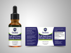 Flat River Nutraceuticals Hemp derived full spectrum CBD oil label for 300mg and 1000mg bottles | Label Design by Priyo Subarkah