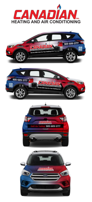 Vehicle wrap for salesman car in the heating and cooling business | Graphic Design by SAI DESIGNS