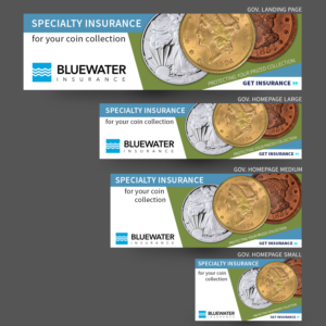 Coin collector banner ad for specialty insurance | Banner Ad Design by Ashley Erasmus