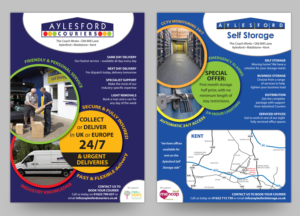 Aylesford Couriers/Aylesford Self-storage Awareness A5 leaflet | Flyer Design by Ashley Erasmus