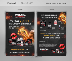 Postcard Design by danstudio for Ultimate Fitness Nutrition, Inc. | Design #18406671